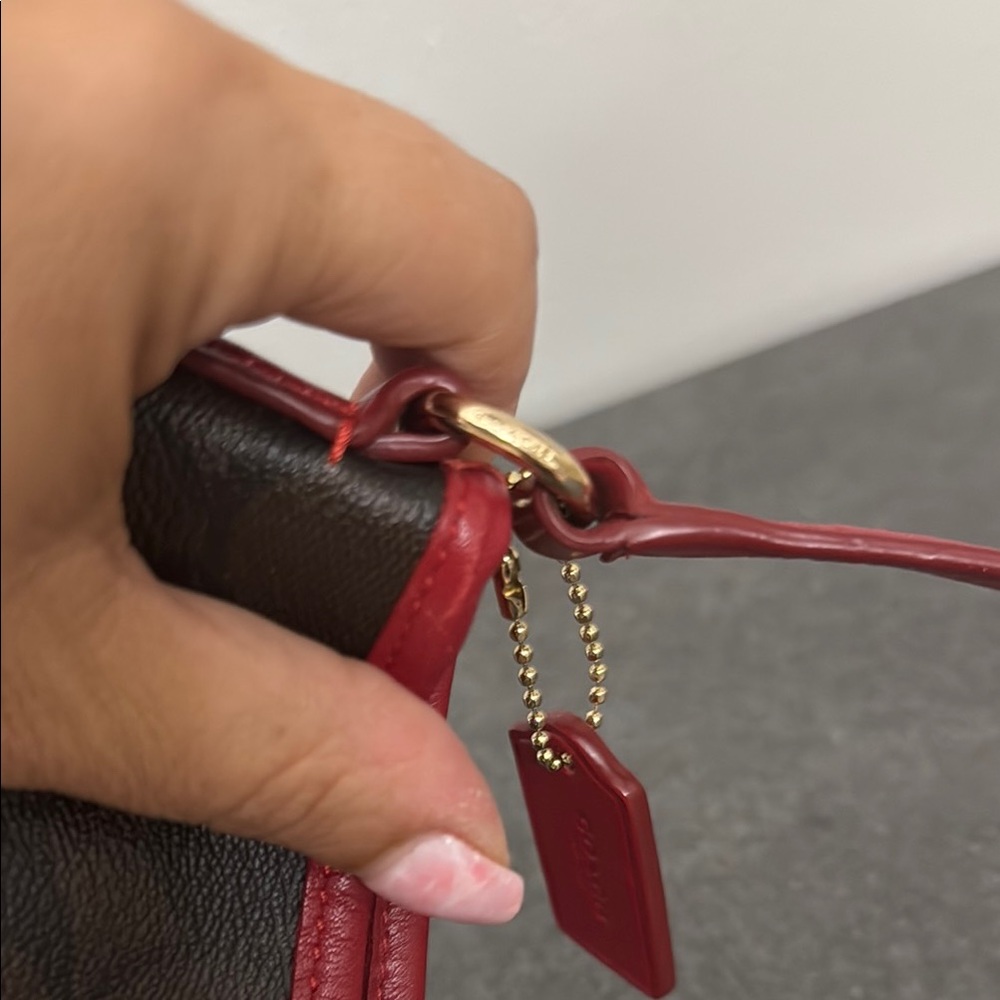 Unique Pristine Coach Brown Crossbody with Red Stripe and Red Strap - Picture 15 of 15